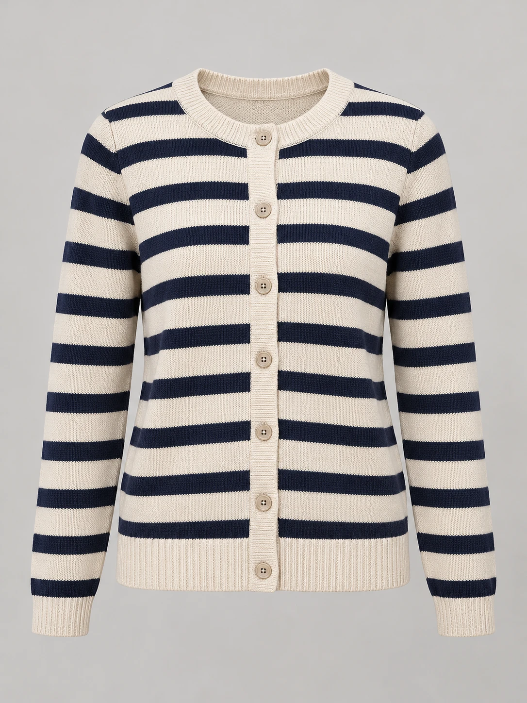 Campus Stripe Cardigan in Cream / navy