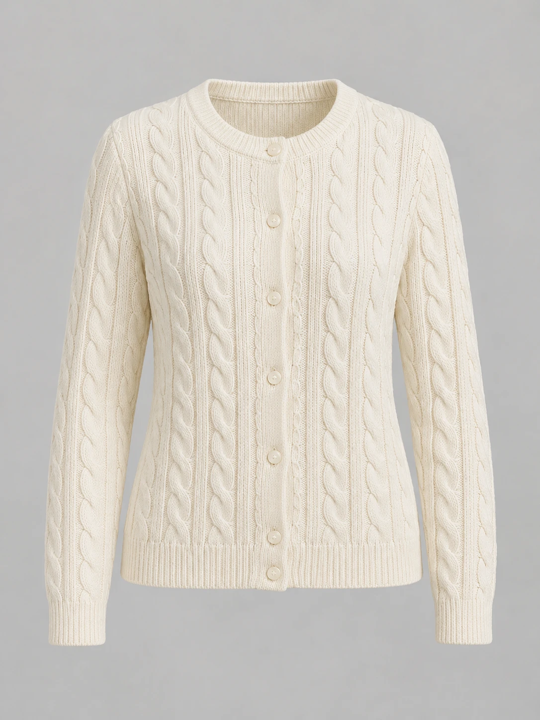Library Cable Cardigan in Ivory